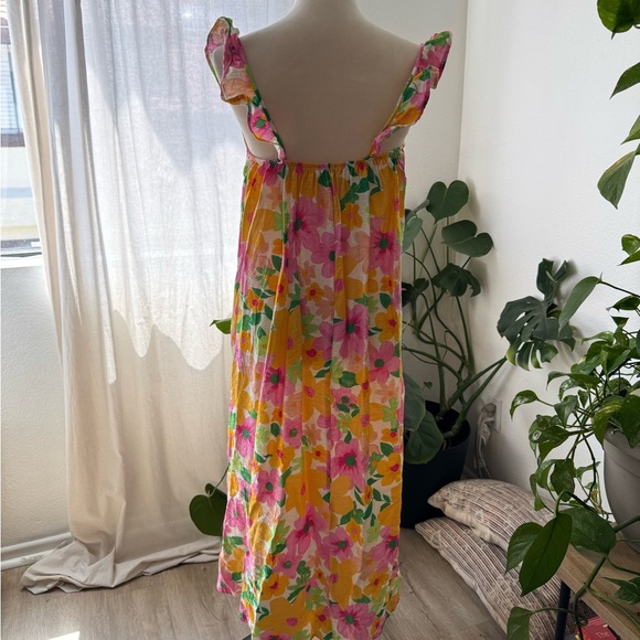 Bright Floral Print Midi Dress Friky Straps Resort Vacation vibes - Picture 5 of 5